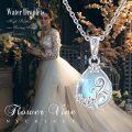 wholesale 925 Sterling Silver Teardrop Blue Moonstone Flower Pendant Necklaces for Women Girls Teenagers Mother's Day Gift Birthday Present Christmas s-0-6
