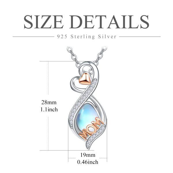 Sterling Silver Teardrop Moonstone Pendant Necklace for Mom-1