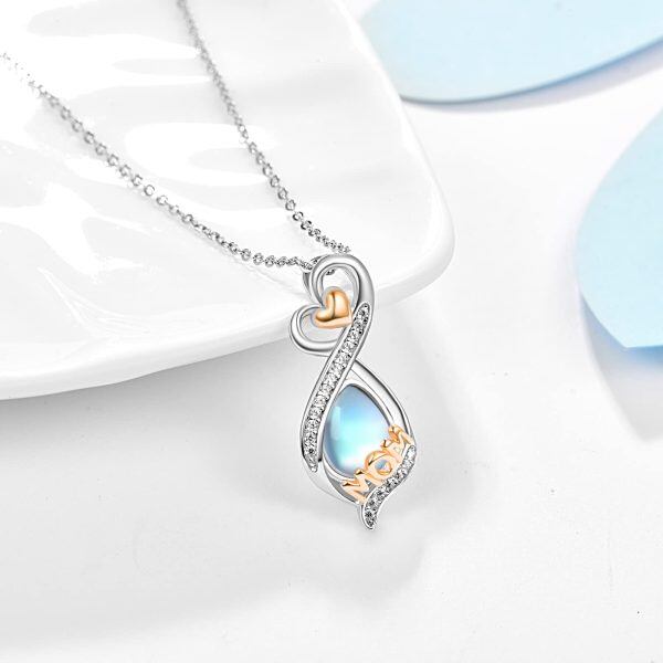 Sterling Silver Teardrop Moonstone Pendant Necklace for Mom-3