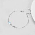 wholesale 925 Sterling Silver & Blue Moonstone Cat Charm Bracelet with Adjustable Chain - Elegant  for Her-0-3