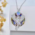 wholesale 925 Sterling Silver Rainbow Crystal Phoenix Moonstone Pendant Necklace for Women Gifts-0-3