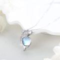 wholesale 925 Sterling Silver Moonstone Dolphin Pendant Necklace for Women Girls -0-3