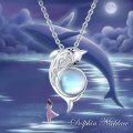 wholesale 925 Sterling Silver Moonstone Dolphin Pendant Necklace for Women Girls -0-4