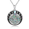 wholesale 925 Sterling Silver Abalone Shell Moon Phase Celtic Knot Pendant Necklace Gift Jewelry for Women and Men-0-0