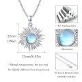 wholesale 925 Sterling Silver Blue Moonstone Star Burst Pendant Necklace for Women Girl's Gifts-0-1