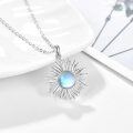 wholesale 925 Sterling Silver Blue Moonstone Star Burst Pendant Necklace for Women Girl's Gifts-0-4