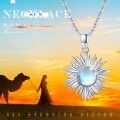 wholesale 925 Sterling Silver Blue Moonstone Star Burst Pendant Necklace for Women Girl's Gifts-0-5