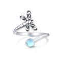 wholesale 925 Sterling Silver Moonstone Dragonfly Adjustable Open Ring for Women and Teenagers-0-0