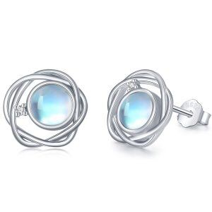 Sterling Silver Moonstone Stud Earrings-0