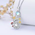 wholesale 925 Sterling Silver Moonstone Rabbit & Bee Mushroom Pendant Necklace for Women-0-3