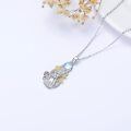 wholesale 925 Sterling Silver Moonstone Rabbit & Bee Mushroom Pendant Necklace for Women-0-4