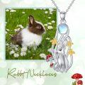 wholesale 925 Sterling Silver Moonstone Rabbit & Bee Mushroom Pendant Necklace for Women-0-5