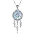 wholesale 925 Sterling Silver Dreamcatcher Necklace w/Moonstone & Simulated Feathers for Women's s-0-0