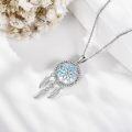 wholesale 925 Sterling Silver Dreamcatcher Necklace w/Moonstone & Simulated Feathers for Women's s-0-4