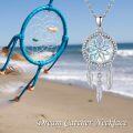 wholesale 925 Sterling Silver Dreamcatcher Necklace w/Moonstone & Simulated Feathers for Women's s-0-5