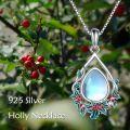 wholesale 925 Sterling Silver Teardrop Moonstone Birth Flower Pendant Necklace for Women Girls-0-3