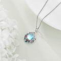 wholesale 925 Sterling Silver Teardrop Moonstone Birth Flower Pendant Necklace for Women Girls-0-4