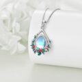 wholesale 925 Sterling Silver Teardrop Moonstone Birth Flower Pendant Necklace for Women Girls-0-5