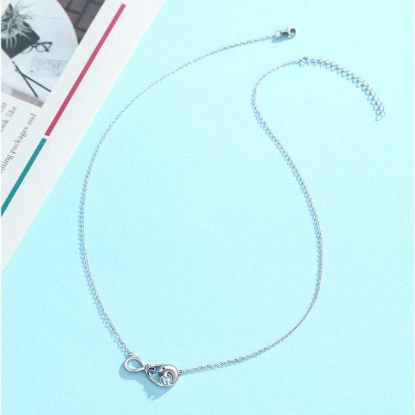 Sterling Silver Infinity Dolphin Pendant Necklace with Moonstone-5