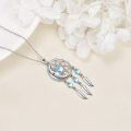 wholesale 925 Sterling Silver Blue Moonstone Dreamcatcher Feather Pendant Necklaces for Women-0-3