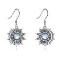 wholesale 925 Sterling Silver Moonstone Sun & Moon Drop Huggies for Women-0-0