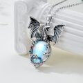 wholesale 925 Sterling Silver Moonstone Wyvern Dragon Pendant Necklace for Women and Girls - Gifts-0-3
