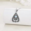 wholesale 925 Sterling Silver Triangle Moonstone Cat Family Pendant Necklace for Women and Girls-0-3