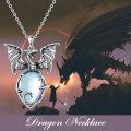 wholesale 925 Sterling Silver Moonstone Wyvern Dragon Pendant Necklace for Women and Girls - Gifts-0-5