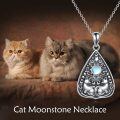 wholesale 925 Sterling Silver Triangle Moonstone Cat Family Pendant Necklace for Women and Girls-0-5