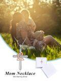 wholesale 925 Sterling Silver Mother and Child Cross Pendant Necklace with Cubic Zirconia - Gift for Mom Grandmother Nana Lover Daughter-0-5