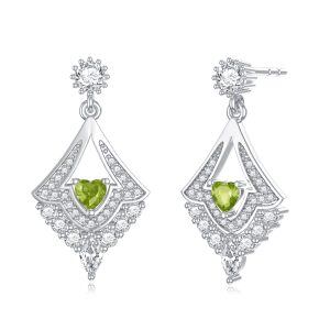 Sterling Silver Green Peridot Chandelier Dangle Earrings-0