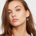 wholesale 925 Sterling Silver Green Emerald Tear Drop Leverback Dangle Earrings for Women-0-3