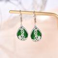 wholesale 925 Sterling Silver Green Emerald Tear Drop Leverback Dangle Earrings for Women-0-5