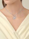 wholesale 925 Sterling Silver Mother & Child Diamond Heart Pendant Necklace for Mom and Daughter 16 Chain-0-1