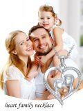 wholesale 925 Sterling Silver Mother & Child Diamond Heart Pendant Necklace for Mom and Daughter 16 Chain-0-4