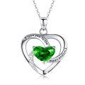 wholesale 925 Sterling Silver Green CZ Heart Pendant Necklaces for Women-0-0