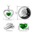 wholesale 925 Sterling Silver Green CZ Heart Pendant Necklaces for Women-0-1