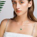 wholesale 925 Sterling Silver Green CZ Heart Pendant Necklaces for Women-0-2