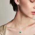 wholesale 925 Sterling Silver Green CZ Heart Pendant Necklaces for Women-0-3
