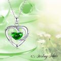 wholesale 925 Sterling Silver Green CZ Heart Pendant Necklaces for Women-0-6