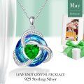 wholesale 925 Sterling Silver Green & Blue Crystal Heart Love Knot Pendant Necklace Gift for Women-0-7
