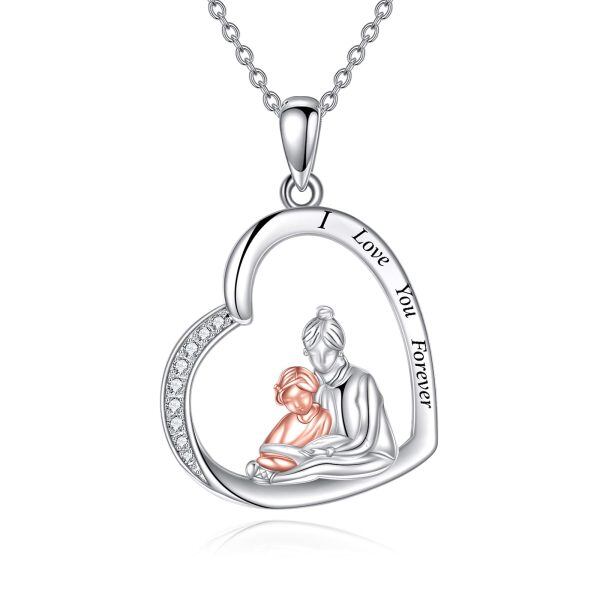 Sterling Silver Little Girl Book Pendant Necklace-0