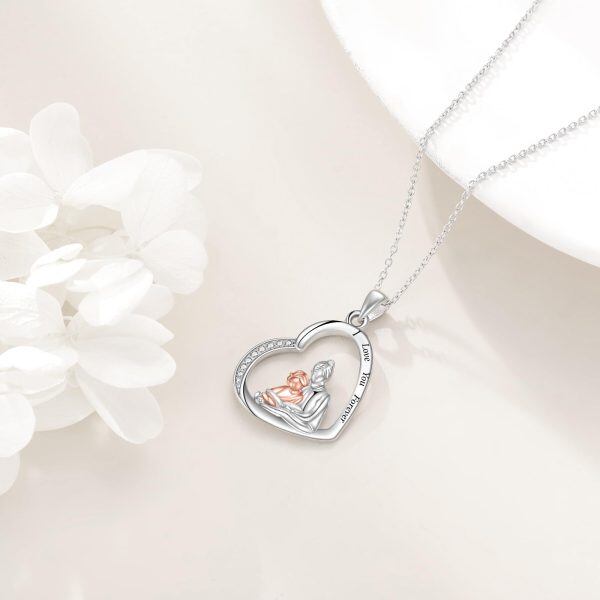 Sterling Silver Little Girl Book Pendant Necklace-4