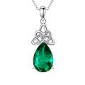 wholesale 925 Sterling Silver Celtic Knot Pendant with Pear-Shaped Emerald Crystal and Chain-0-0