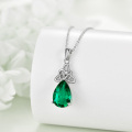 wholesale 925 Sterling Silver Celtic Knot Pendant with Pear-Shaped Emerald Crystal and Chain-0-3