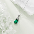 wholesale 925 Sterling Silver Celtic Knot Pendant with Pear-Shaped Emerald Crystal and Chain-0-4