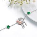 wholesale 925 Sterling Silver 925 with Green Emeralds and Pink Roses Dreamcatcher Charm Bracelet for Women-0-3