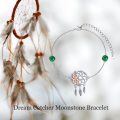 wholesale 925 Sterling Silver 925 with Green Emeralds and Pink Roses Dreamcatcher Charm Bracelet for Women-0-4
