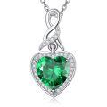 wholesale 925 Sterling Silver Emerald Heart Pendant Necklace Gemstone s for Her-0-0