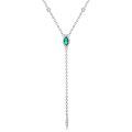 wholesale 9K White Gold Marquise Cut Green Stone Lariat Necklace 30cm + Extender Chain-0-0